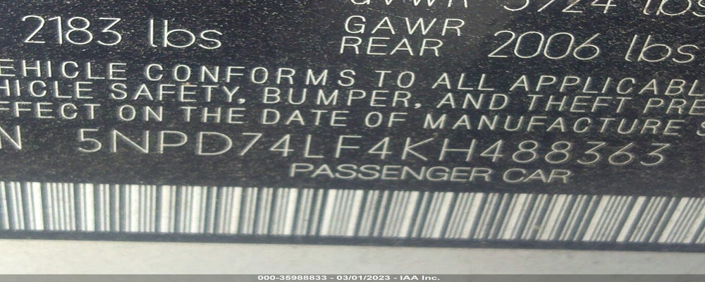 5NPD74LF4KH488363 2019 HYUNDAI ELANTRA photo no. 9