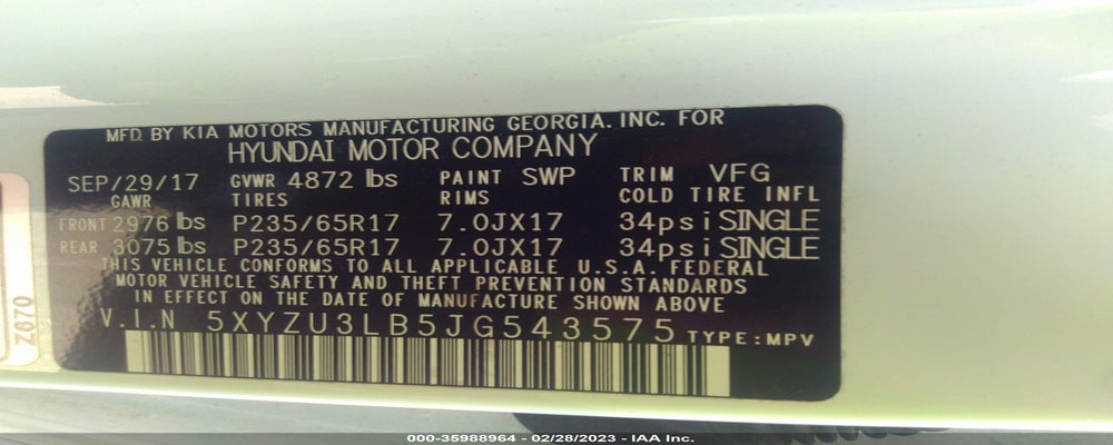 5XYZU3LB5JG543575 2018 HYUNDAI SANTA FE SPORT photo no. 9