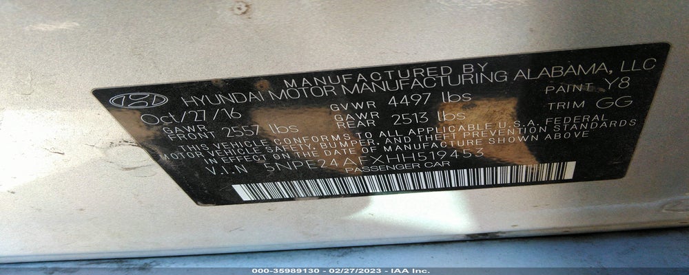 5NPE24AFXHH519453 2017 HYUNDAI SONATA photo no. 9