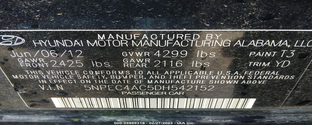 5NPEC4AC5DH542152 2013 HYUNDAI SONATA photo no. 9