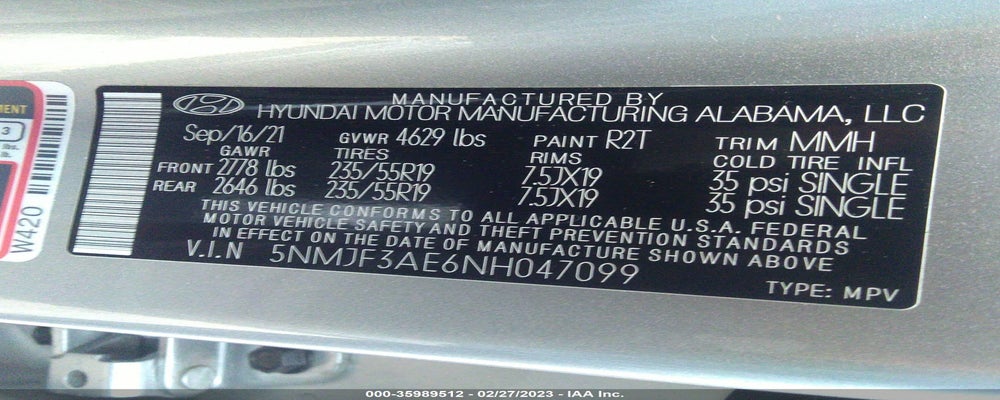 5NMJF3AE6NH047099 2022 HYUNDAI TUCSON photo no. 9
