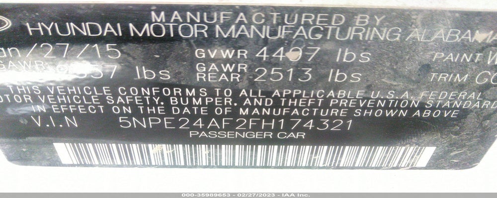 5NPE24AF2FH174321 2015 HYUNDAI SONATA photo no. 9