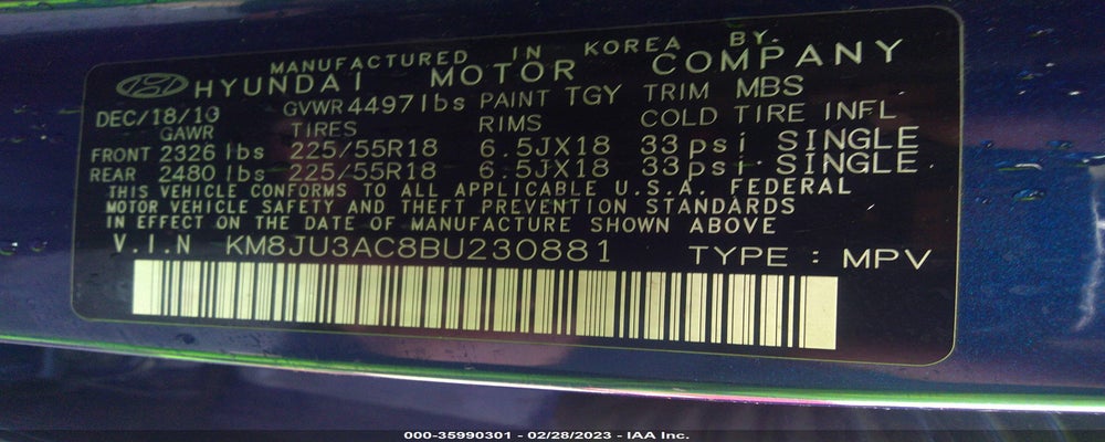 KM8JU3AC8BU230881 2011 HYUNDAI TUCSON photo no. 9