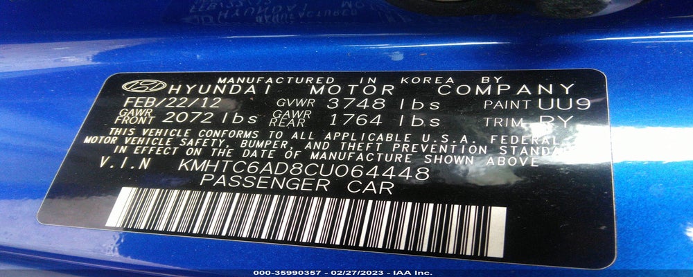 KMHTC6AD8CU064448 2012 HYUNDAI VELOSTER photo no. 9