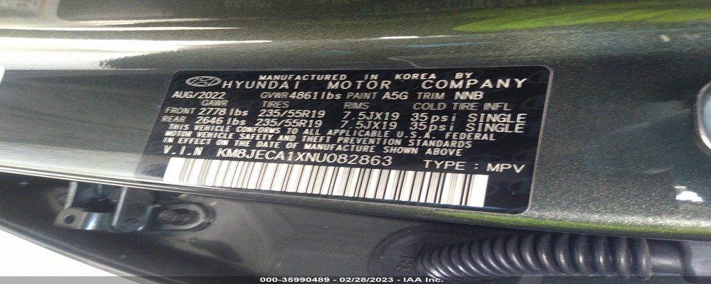 KM8JECA1XNU082863 2022 HYUNDAI TUCSON HYBRID photo no. 9