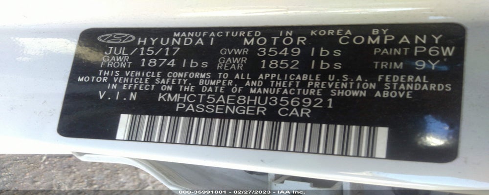 KMHCT5AE8HU356921 2017 HYUNDAI ACCENT photo no. 9