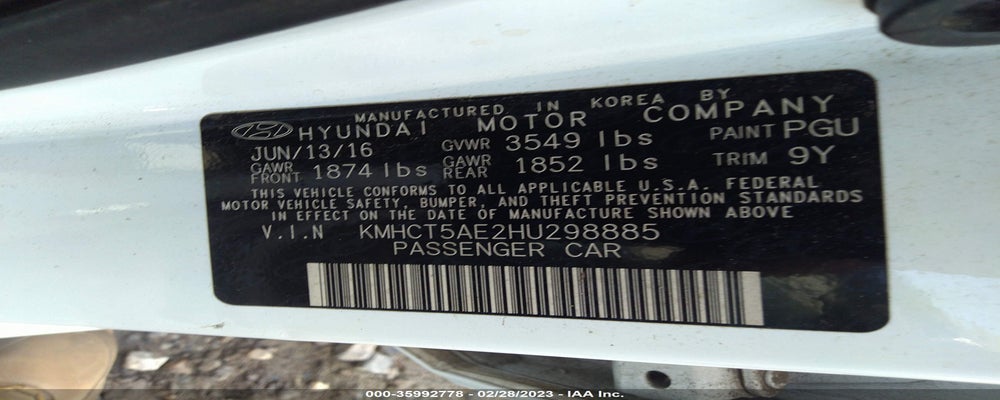KMHCT5AE2HU298885 2017 HYUNDAI ACCENT photo no. 9