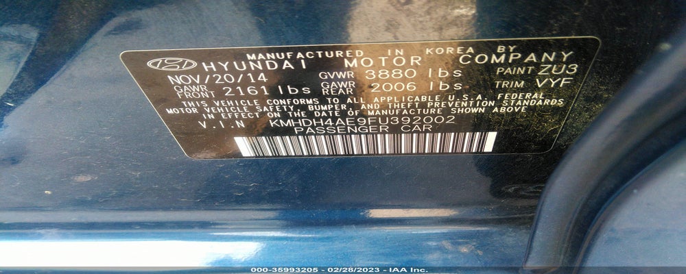KMHDH4AE9FU392002 2015 HYUNDAI ELANTRA photo no. 9