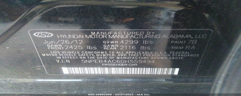 5NPEB4AC6DH555494 2013 HYUNDAI SONATA photo no. 9