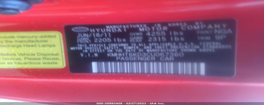 KMHHT6KD3CU067360 2012 HYUNDAI GENESIS COUPE photo no. 9