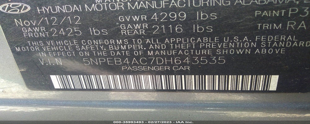 5NPEB4AC7DH643535 2013 HYUNDAI SONATA photo no. 9