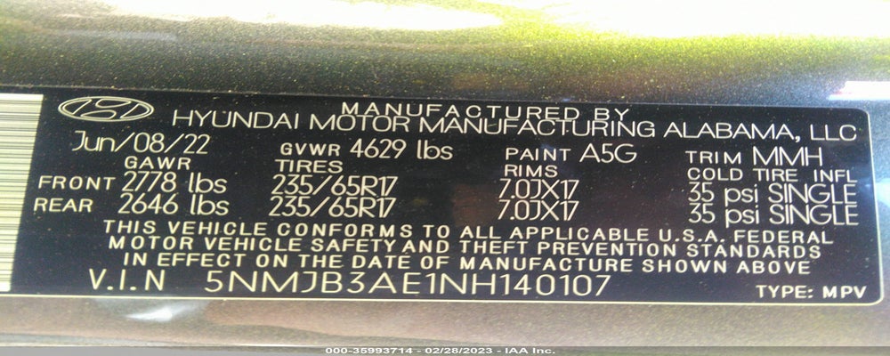 5NMJB3AE1NH140107 2022 HYUNDAI TUCSON photo no. 9