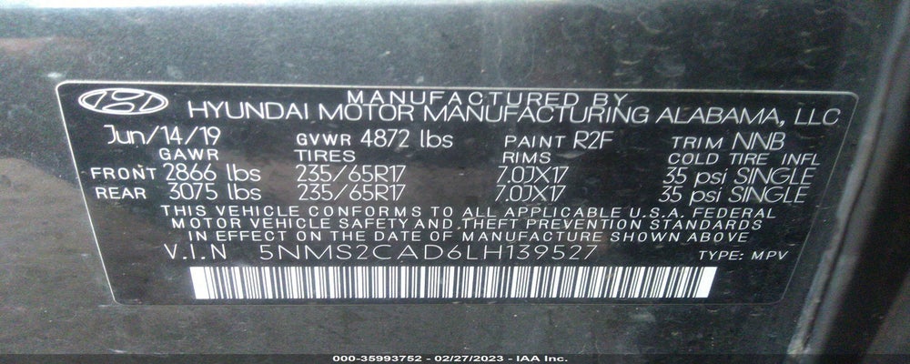 5NMS2CAD6LH139527 2020 HYUNDAI SANTA FE photo no. 9