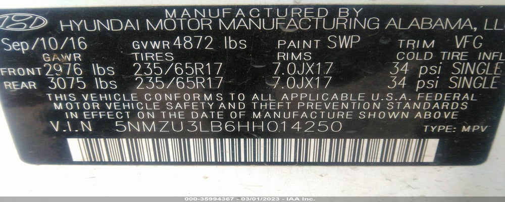 5NMZU3LB6HH014250 2017 HYUNDAI SANTA FE SPORT photo no. 9
