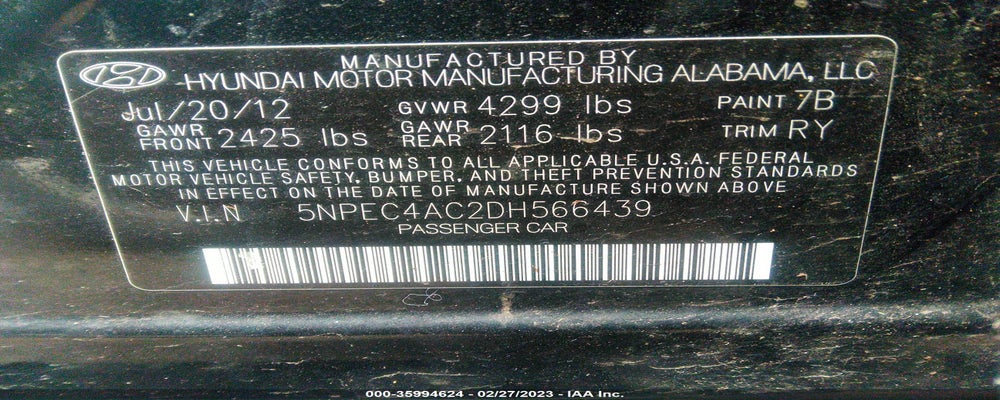 5NPEC4AC2DH566439 2013 HYUNDAI SONATA photo no. 9