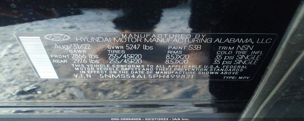 5NMS54AL5PH499821 2023 HYUNDAI SANTA FE photo no. 9