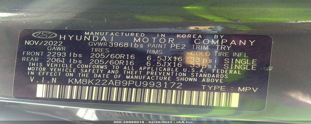 KM8K22AB9PU993172 2023 HYUNDAI KONA photo no. 9
