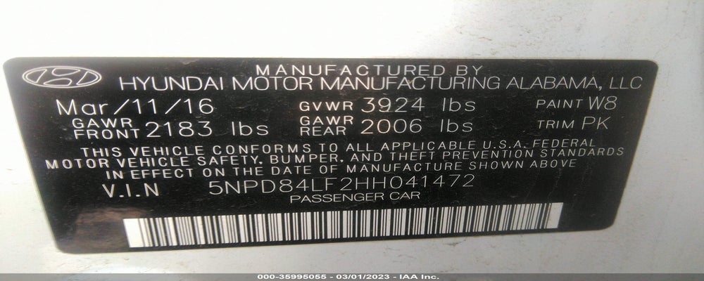 5NPD84LF2HH041472 2017 HYUNDAI ELANTRA photo no. 9