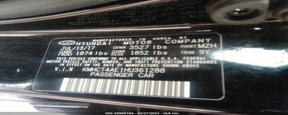 KMHCT4AE1HU361288 2017 HYUNDAI ACCENT photo no. 9