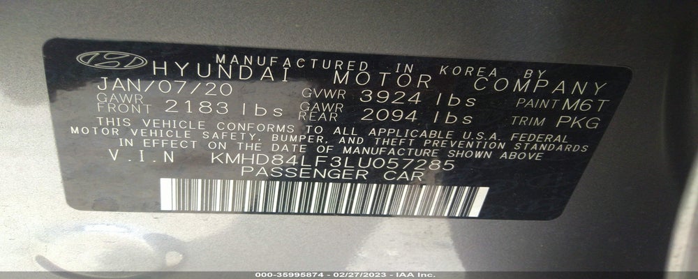 KMHD84LF3LU057285 2020 HYUNDAI ELANTRA photo no. 9