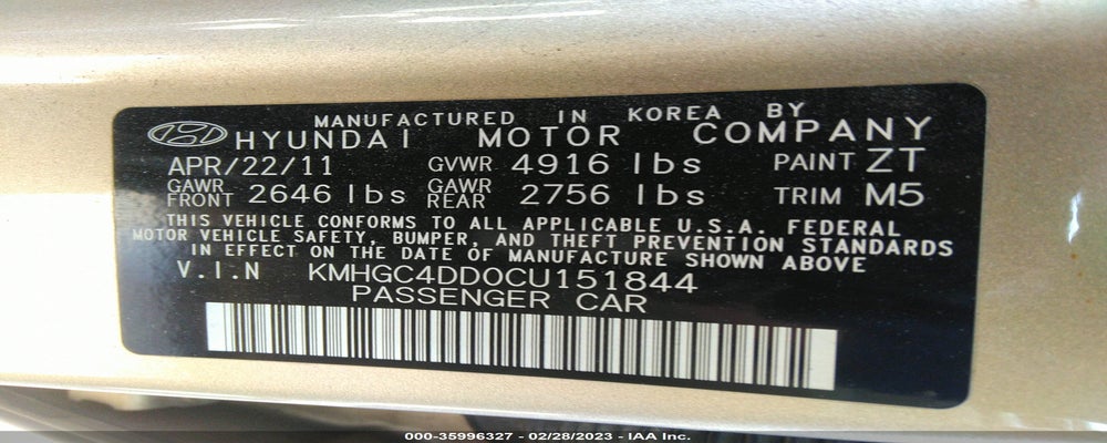 KMHGC4DD0CU151844 2012 HYUNDAI GENESIS photo no. 9