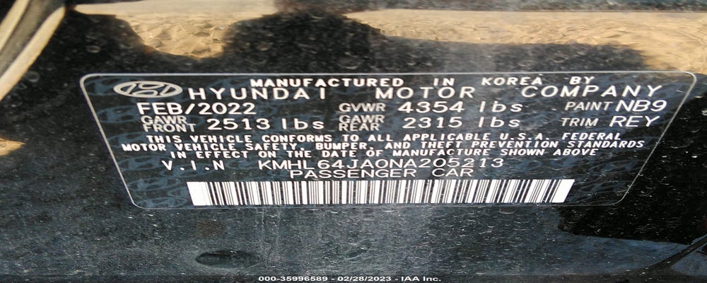 KMHL64JA0NA205213 2022 HYUNDAI SONATA photo no. 9