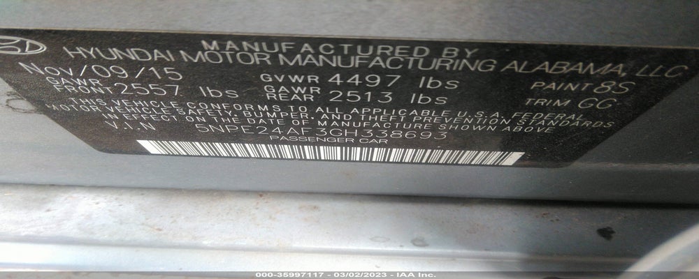5NPE24AF3GH338693 2016 HYUNDAI SONATA photo no. 9