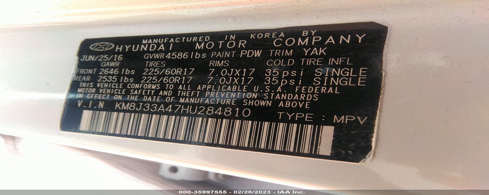 KM8J33A47HU284810 2017 HYUNDAI TUCSON photo no. 9