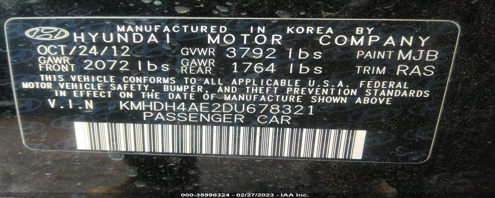 KMHDH4AE2DU678321 2013 HYUNDAI ELANTRA photo no. 9