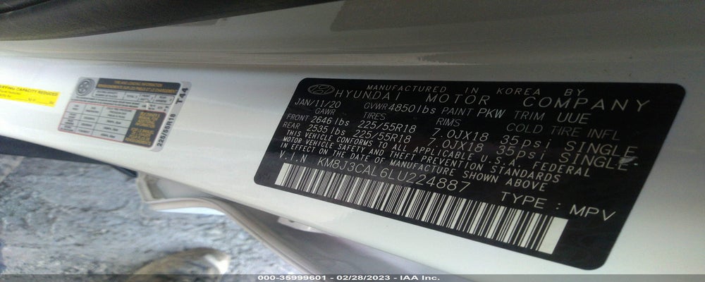 KM8J3CAL6LU224887 2020 HYUNDAI TUCSON photo no. 9