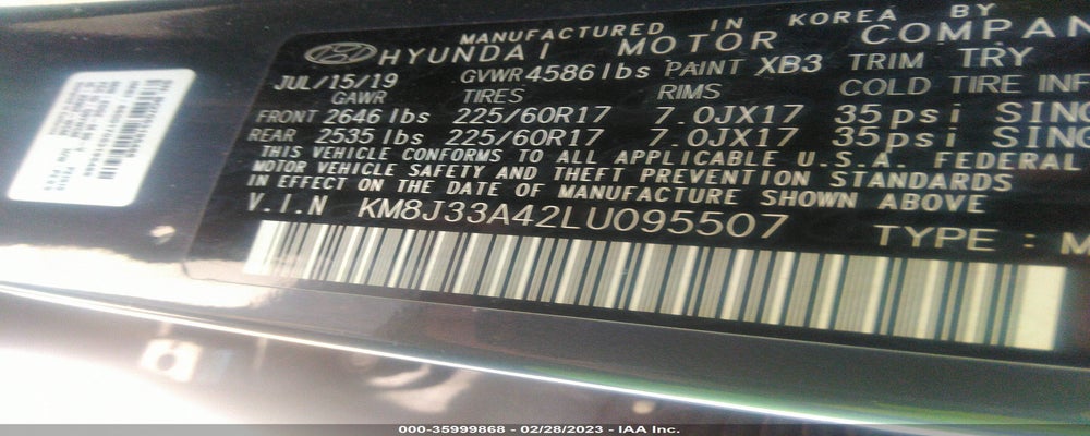 KM8J33A42LU095507 2020 HYUNDAI TUCSON photo no. 9