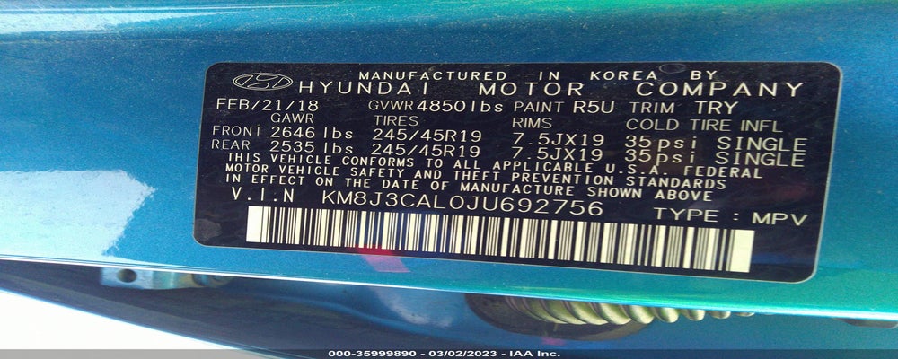 KM8J3CAL0JU692756 2018 HYUNDAI TUCSON photo no. 9