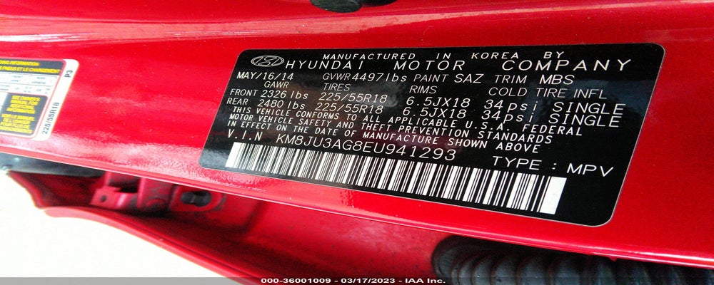 KM8JU3AG8EU941293 2014 HYUNDAI TUCSON photo no. 9