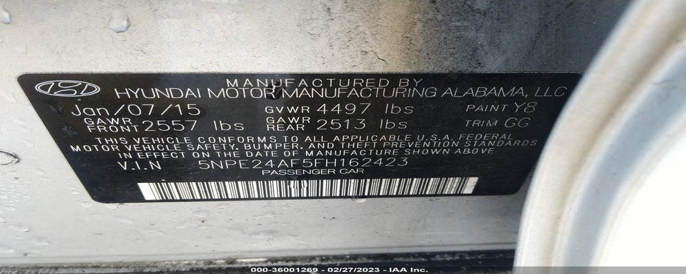 5NPE24AF5FH162423 2015 HYUNDAI SONATA photo no. 9