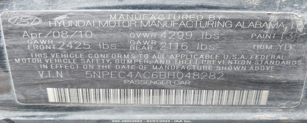 5NPEC4AC6BH048282 2011 HYUNDAI SONATA photo no. 9