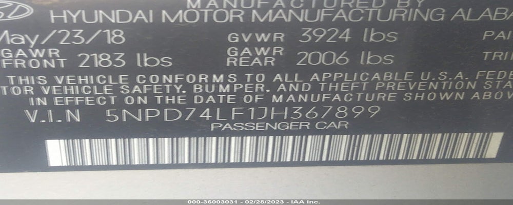 5NPD74LF1JH367899 2018 HYUNDAI ELANTRA photo no. 9
