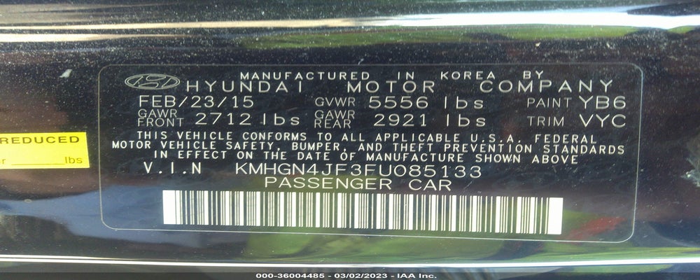 KMHGN4JF3FU085133 2015 HYUNDAI GENESIS photo no. 9