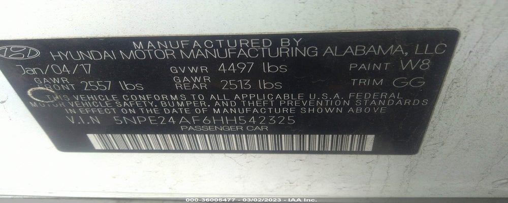 5NPE24AF6HH542325 2017 HYUNDAI SONATA photo no. 9