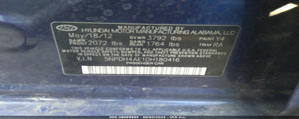 5NPDH4AE1DH180416 2013 HYUNDAI ELANTRA photo no. 9