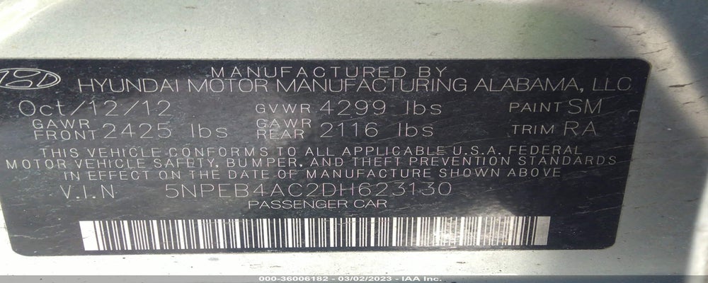 5NPEB4AC2DH623130 2013 HYUNDAI SONATA photo no. 9