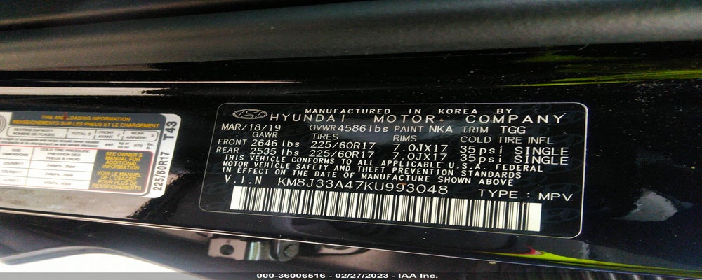 KM8J33A47KU993048 2019 HYUNDAI TUCSON photo no. 9