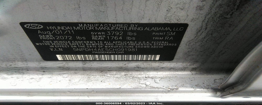 5NPDH4AE5CH091981 2012 HYUNDAI ELANTRA photo no. 9