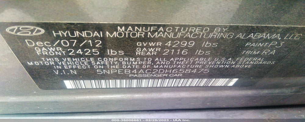 5NPEB4AC2DH658475 2013 HYUNDAI SONATA photo no. 9