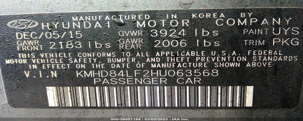 KMHD84LF2HU063568 2017 HYUNDAI ELANTRA photo no. 9