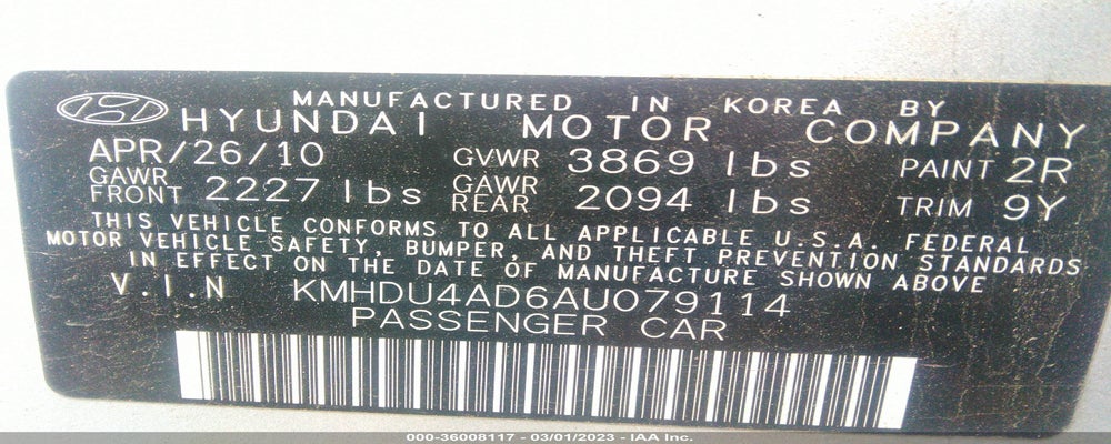 KMHDU4AD6AU079114 2010 HYUNDAI ELANTRA photo no. 9
