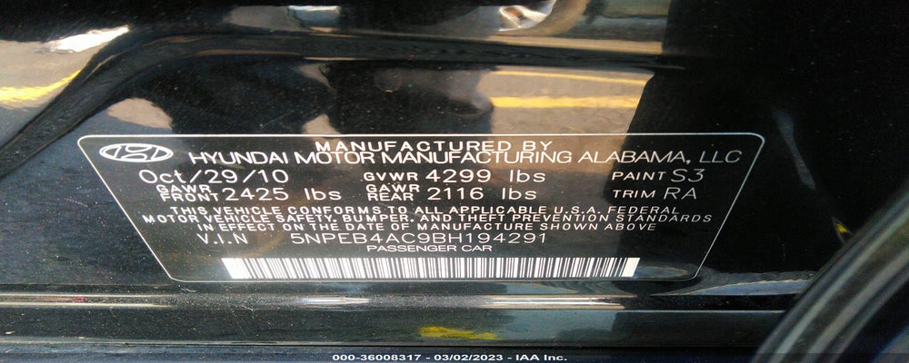 5NPEB4AC9BH194291 2011 HYUNDAI SONATA photo no. 9