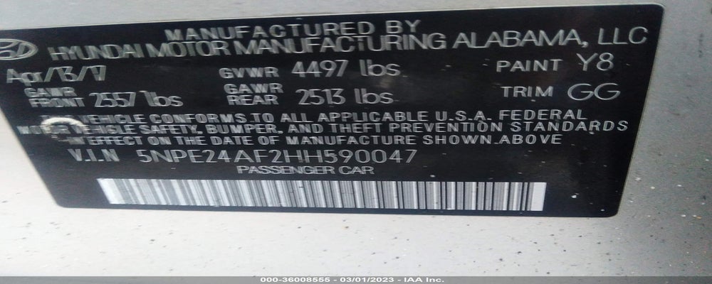 5NPE24AF2HH590047 2017 HYUNDAI SONATA photo no. 9