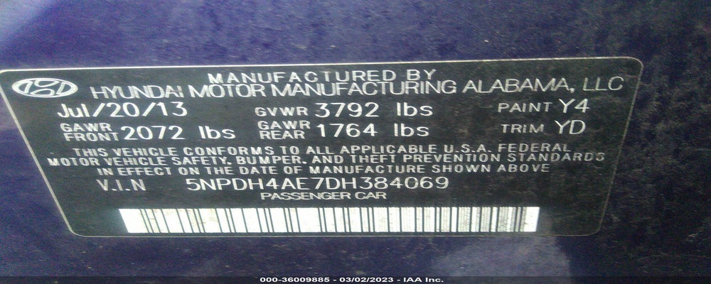 5NPDH4AE7DH384069 2013 HYUNDAI ELANTRA photo no. 9