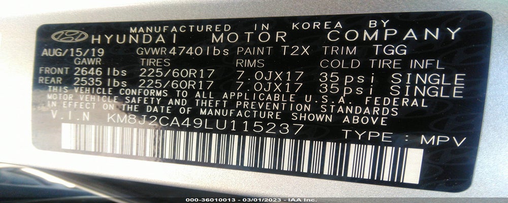 KM8J2CA49LU115237 2020 HYUNDAI TUCSON photo no. 9