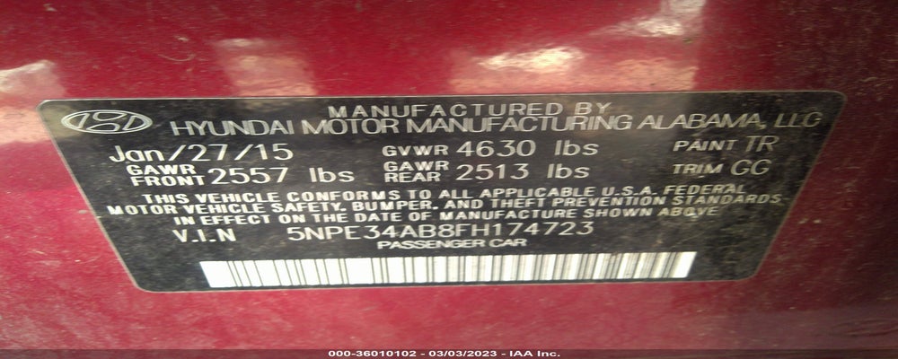 5NPE34AB8FH174723 2015 HYUNDAI SONATA photo no. 9